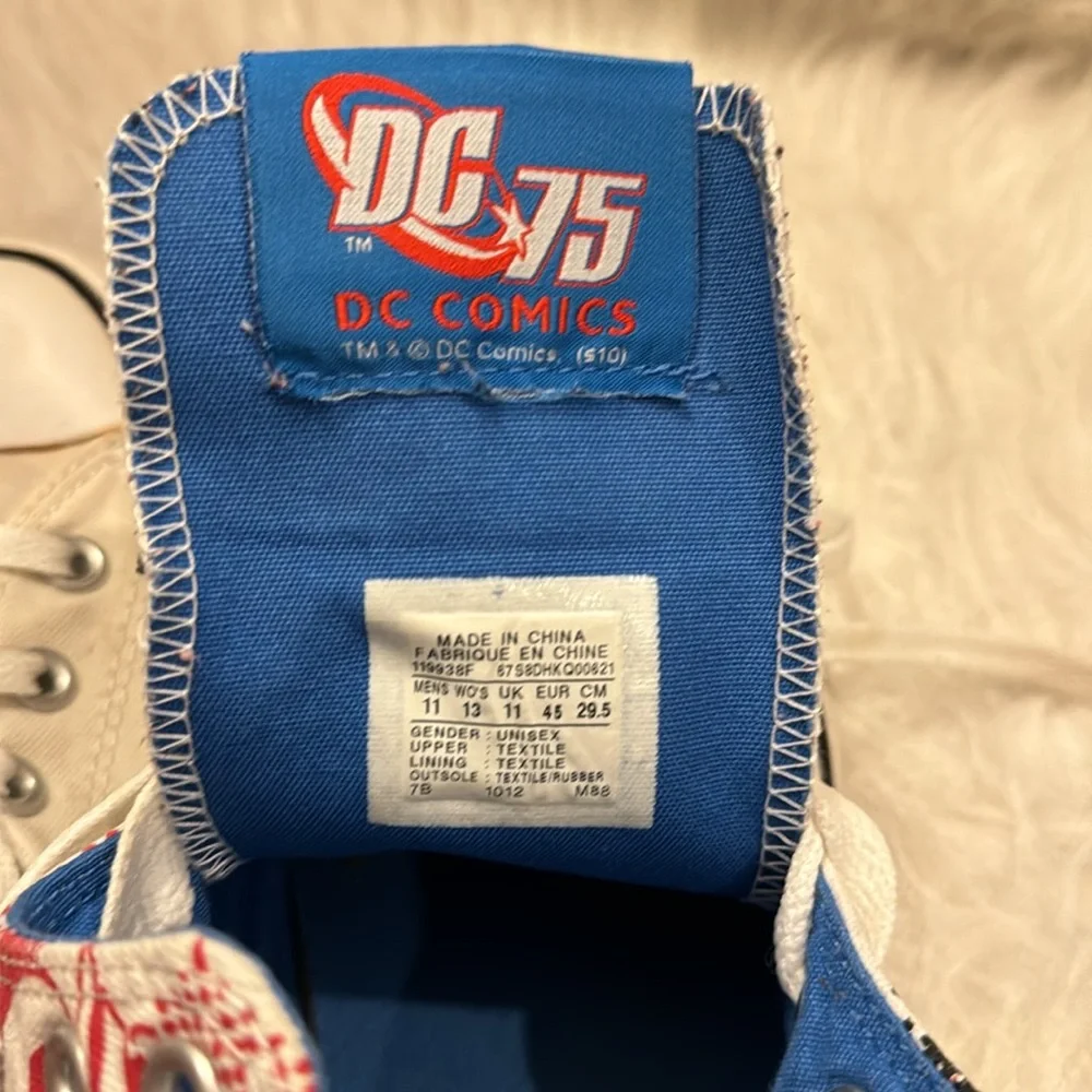 Converse White High-Top Sneakers with Blue & Red Superman Accent